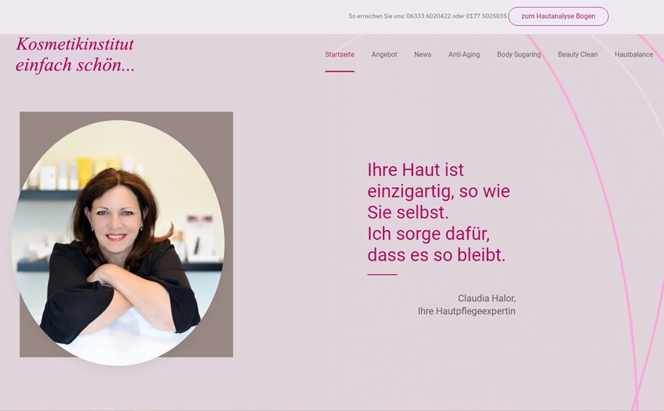 Marina Furin Designstudio Berlin Webseite erstellen Firmenseite Homepage Kosmetikinstitut einfach schön..